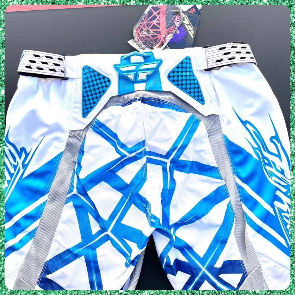 New FLY RACING White Blue Motocross Pants Motor Sports Gear Adults Size 28S